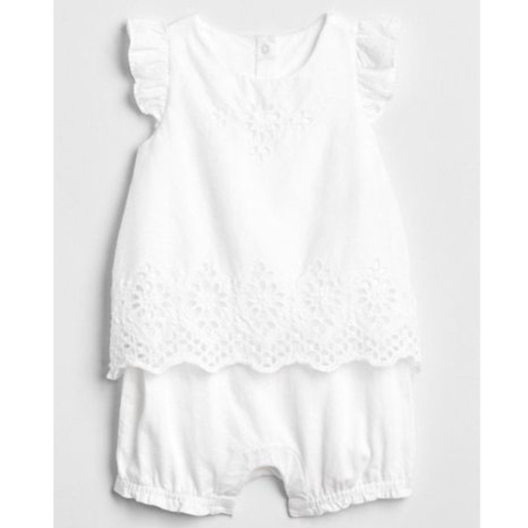 GAP One Pieces Baby Gap Nwt White Eyelet Flutter Portrait Romper 36